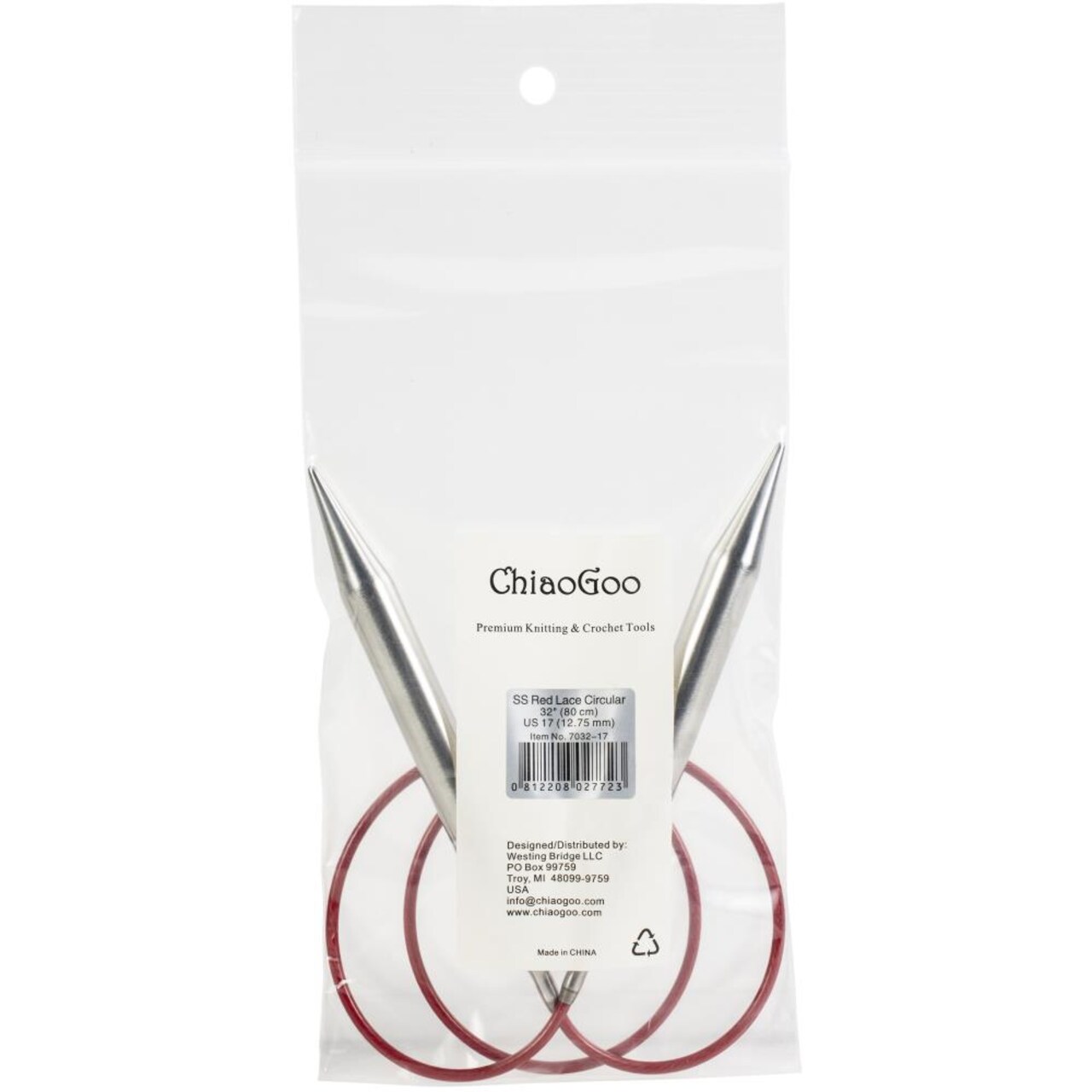 ChiaoGoo Red Lace 32" Stainless Circular Knitting Needles - Sizes US 0/2mm to 19 / 15mm
